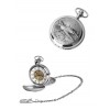 Chrome Spitfire Spring Wound Skeleton Pocket Watch With Chain