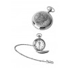 Chrome St Christopher Quartz Pocket Watch With Chain