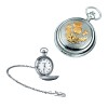 Chrome Gold Look Scottish Thistle Quartz Pocket Watch With Chain