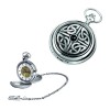 Chrome Celtic Knot Spring Wound Skeleton Pocket Watch And Chain