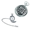 Simple Chrome Celtic Knot Quartz Pocket Watch With Chain