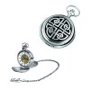 Simple Chrome Celtic Knot Spring Wound Skeleton Pocket Watch With Chain