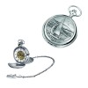 Chrome Yacht Spring Wound Skeleton Pocket Watch With Chain