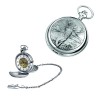 Chrome Stag Spring Wound Skeleton Pocket Watch With Chain