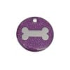 Purple Bone Glitter Dog Pet Tag