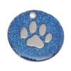 Dark Blue Paw Glitter Dog Pet Tag