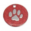 Red Paw Glitter Dog Pet Tag