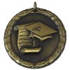 50mm Gold Graduation Cap & Scroll School Laurel Medal