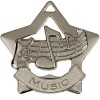 60mm Silver Finish Mini Star Music Medal