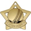 60mm Gold Mini Star Cricket Medal