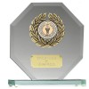 6 Inch Wreath Octagonal Jade Glass Award