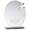 7 Inch Clear Oval & Silver Star Mission Crystal Award