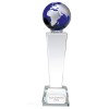 10 Inch Blue Globe & Clear Tower Unite Crystal Award