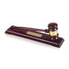 13 Inch Gold Finish Banded Timezone Gavel & Stand Set