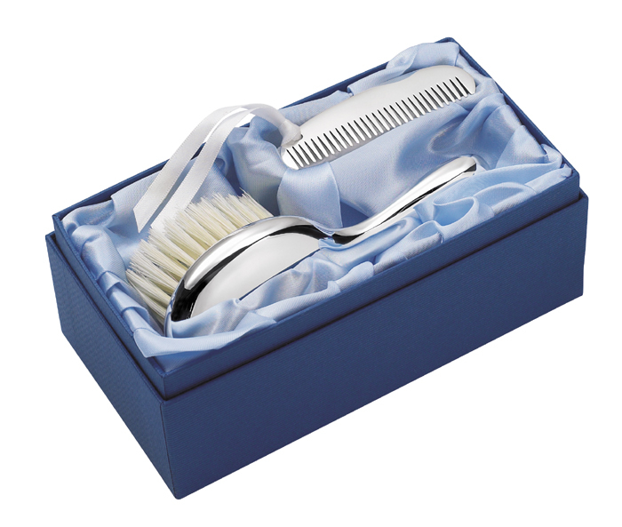 baby brush and comb set silver