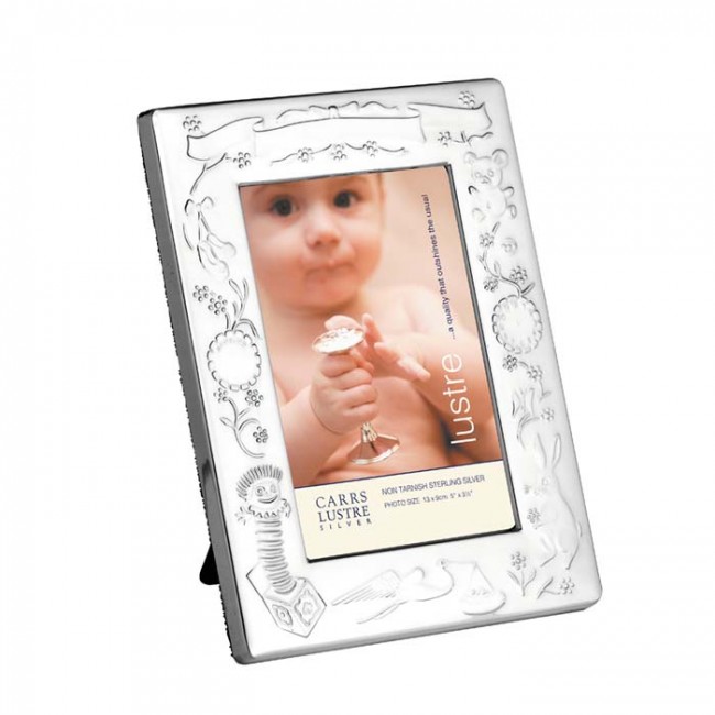 Sterling Silver 13x9 Cm Christening Photo Frame With Velvet Back