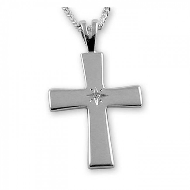 Sterling silver diamond best sale cross