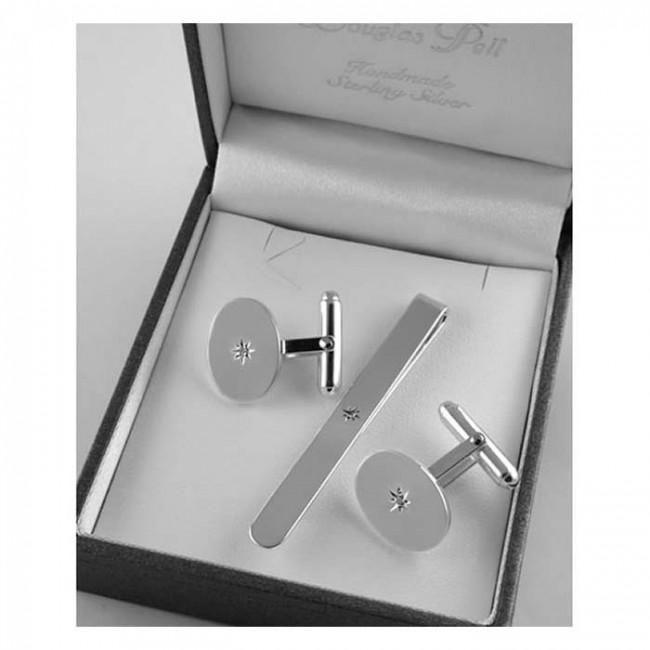 Silver and 2024 diamond cufflinks