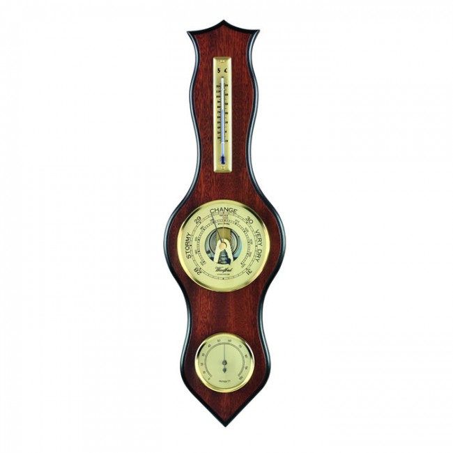 Waved Veneered Barometer Thermometer And Hygrometer