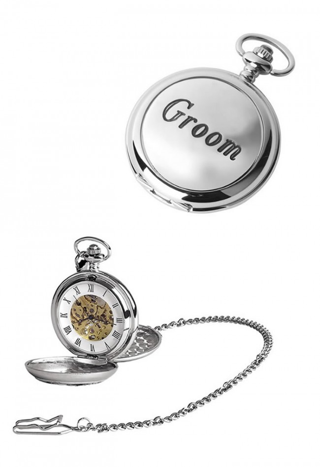 Engraved pocket 2025 watch groom