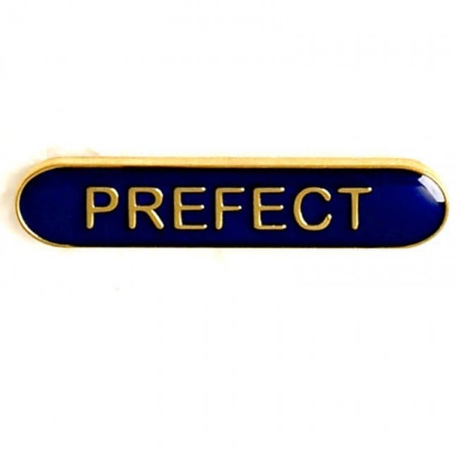 Blue School Prefect Badge with pin bar clasp