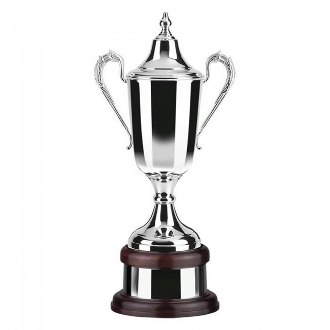 Traditional Style Sporting Presentation Trophy 10inch Polished Pewter Engravable 