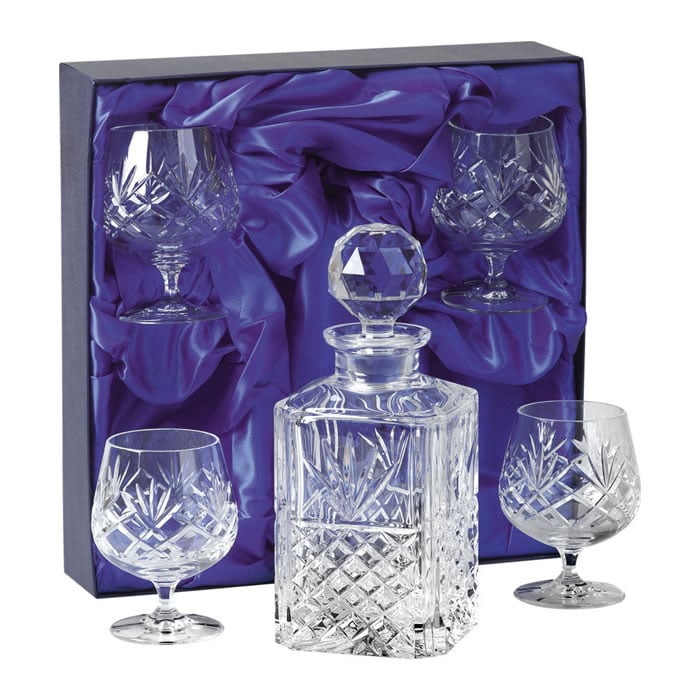 Crystal Brandy Decanter Set With Four Brandy Snifters