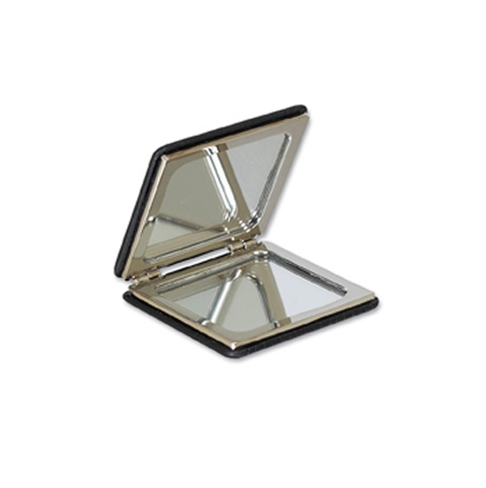 Black Leather Square Compact Mirror