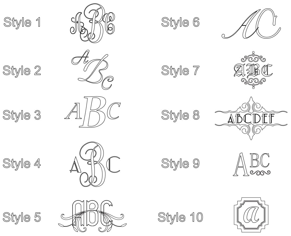 monogram engaving styles
